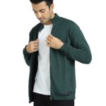 XYXX Men's Cotton High Neck Regular Fit Bomber Jacket Dark Forest Green M