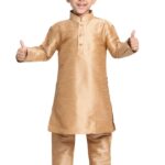 JBN Creation Boys Silk Blend Rose Gold Kurta Pyjama Set - Ethnic Elegance for Festivals