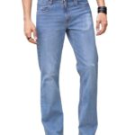 Thomas Scott Men's Mid-Rise Clean Look Boot Cut Jeans (TSJ218_Light Indigo, 32)