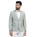 Men Linen Blazer Color Pista Green Size 44