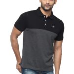 AMERICAN CREW Men's Polo Regular Fit T-Shirt (Ac166-Xl_Black & Charcoal Melange)