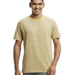 Jockey Men's Regular Fit Striped Round Neck Half Sleeved T-Shirt 2715_Burnt Gold & Grey_L