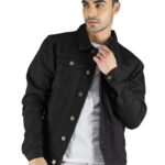 Dennis Lingo Men's Regular Fit Long Sleeve Button Down Panel Denim Jacket, Lightweight Trucker Jacket (Black, M)