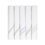 Men's Premium 100% Pure Cotton Handkerchief White Base Colored Border - Pack of 5 (44 x44 cm)